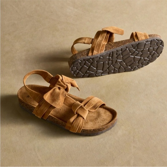 Sundance Tigerlily Sandals Size 39 8 Cognac Suede Slingback Comfort Boho NWT - Picture 1 of 5